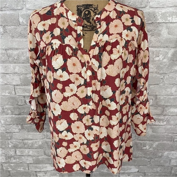 Lauren Conrad Ruffle Floral Blouse - Picture 1 of 6